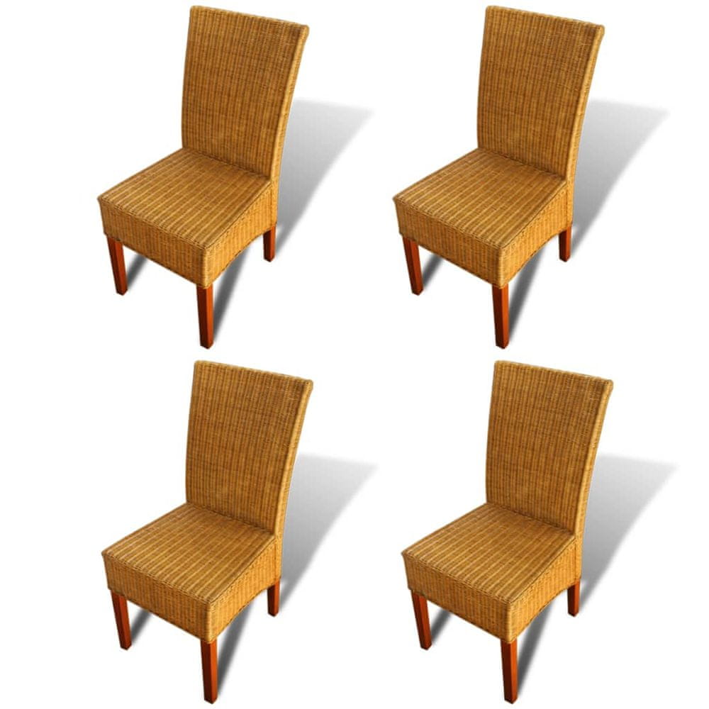 Vidaxl Jedálenské stoličky 4 ks, hnedé, prírodný ratan